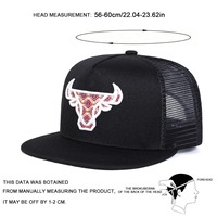 Casquettes de baseball unisexes avec tête de boeuf brodée en filet hip-hop pour le printemps et l'été
