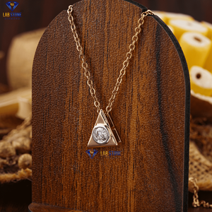 Colgante de diamante de corte brillante redondo TDW 0,30 con cadena de oro rosa certificado/no certificado Diamante Cvd Joyería de diamantes - Product Image 2