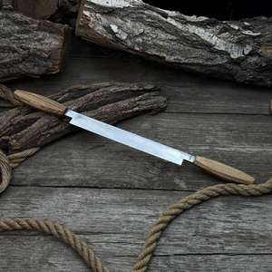 Cuchillo recto hoja afilada de acero al carbono, mango de madera de Fresno, cuchillo de dibujo de vaina de cuero para carpintería - Product Image 2