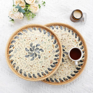 Plateaux de service décoratifs en rotin MOP à prix compétitif plateau en nacre tissée directement de l'usine - Product Image 4