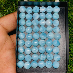 Larimar de República Dominicana, Gema Natural de Calidad 3A, Venta al por Mayor, 3-21 MM, Forma Redonda, Diseño de Cúpula, Accesorios de Joyería Fina - Product Image 6