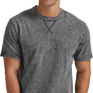 T-shirts surdimensionnés pour hommes T-shirts vintage pour hommes Streetwear en coton épais à manches courtes T-shirt basique solide délavé à l'acide - Product Image 2