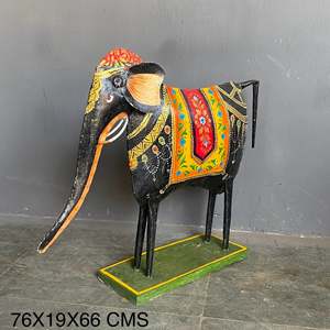 Elefante Pintado a Mano en Hierro con Diseño de Plantas para la Celebración de Diwali - Product Image 4