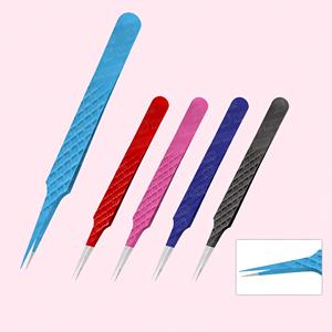 แหนบขนตาไทเทเนียมสีฟ้าที่กำหนดเองเครื่องมือความงามที่จับเพชรปลายแหลมขนตาเพิ่มวอลลุ่มฉลากส่วนตัว - Product Image 6