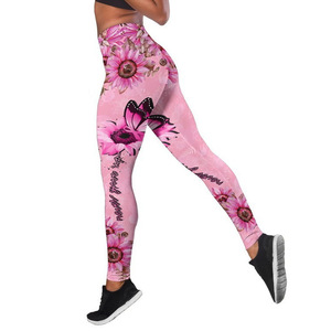 Logotipo personalizado Impresión digital Cintura elástica Leggings Deportes al aire libre Sublimación Yoga Leggings Pantalones para mujeres - Product Image 2