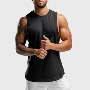 Débardeur de sport sans manches en coton/fibre de bambou pour homme, tendance, avec logo personnalisé, séchage rapide, respirant, design stringer - Product Image 5
