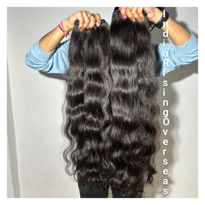 100% Raw Virgin Indian Remy Hair Natural Wave Temple Hair con textura suave Acabado sin enredos Cutículas sin procesar alineadas - Product Image 1