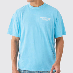 OEM Unisex Oversized Overdyed Graphic Printing <b>T</b>-<b>Shirt</b> for <b>Men</b> Breathable Quick Dry With Drop Shoulder Puff Technics - Product Image 1