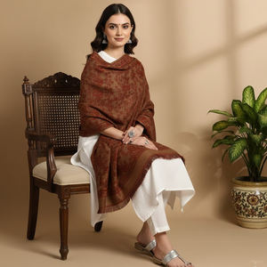 Pure Wool Kullu Shawl 80x40 Inch Handwoven with Timeless Indian Motifs Soft & Warm for Cold Weather Comfort at Wholesale Price - Product Image 6