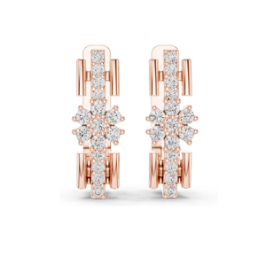 Boucles d'oreilles flocon de neige en diamant de laboratoire 0,296 CT, taille brillant rond, or 10KT, 14KT, 18KT et argent 925, or rose, jaune, blanc - Product Image 4