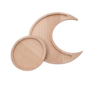 Bandeja de Madera en Forma de Media Luna, Bandeja de Madera Multiusos, Bandeja de Madera con Diseño de Piedra de Cristal - Product Image 3