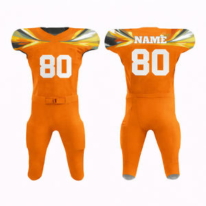 Uniforme de football américain rouge personnalisé 2026 avec motif flamme sur les épaules – Ensemble maillot personnalisable avec nom et numéro - Product Image 2