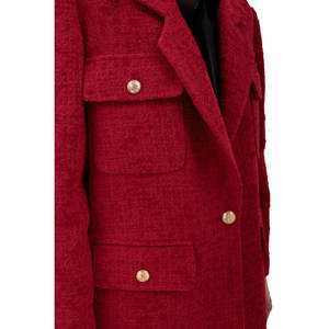 Red Woolen <b>Jacket</b> with Button Pocket Detail - Product Image 5