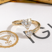 Bague en or 18 carats avec diamant de laboratoire en forme de cœur, style Pinky, sertie pavé, certifiée IGI VVS, pour femme, vente en gros sur mesure