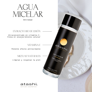 Atashi | Agua Micelar Antienvejecimiento | Desmaquillante de Rostro, Ojos y Labios | 100% Micelas de Origen Natural Vitamina C | Piel Seca Sensible - Product Image 3