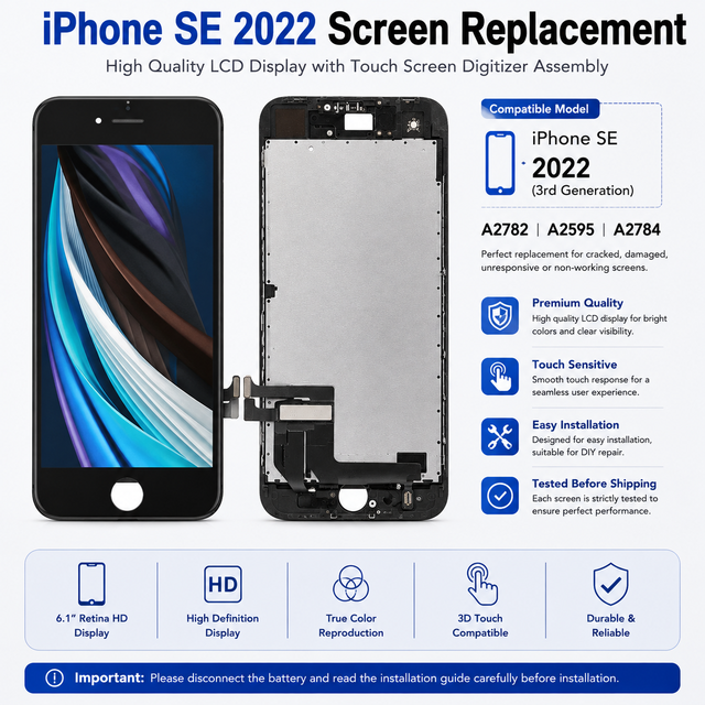4.7 Inch Touch Digitizer LCD Screen Replacement Display Assembly Mobile Phone Repair Screen Parts for iPhone SE 3rd Gen 2022