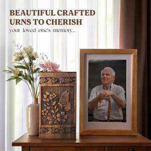 Urnas de cremación de madera grabadas con mariposa para cenizas humanas de 250 lbs-Funeral decorativo, urna funeraria para adultos femeninos y masculinos - Product Image 2