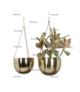 Juego de 2 Macetas Colgantes de Metal Color Dorado de Último Diseño, Forma Redonda, Diferentes Tamaños, para Flores - Product Image 5