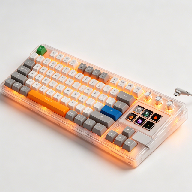 MiraBox K1Pro Translucent LCD Key Mechanical Macro Keyboard Factory Supply for Small Distributors