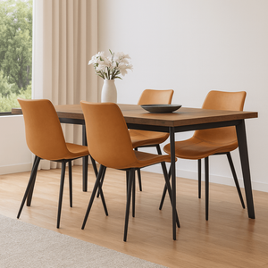 Ensemble de 4 chaises de salle à manger modernes et minimalistes, dossier haut, cuir PU, structure en bois, pieds en métal, garantie 12 mois, pour salons et restaurants - Product Image 4