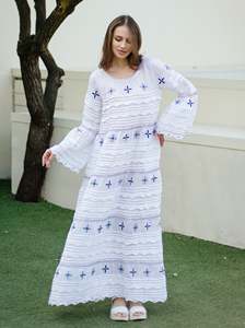 เดรสแม็กซี่ยูเครนแขนยาวปักลายดอกไม้สไตล์วินเทจ - Product Image 4