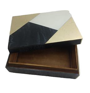 Caja de joyería superior de resina de latón, joyería superior e inferior de color negro, anillo de cartón, collar, pulsera, pendientes, caja de joyería - Product Image 1