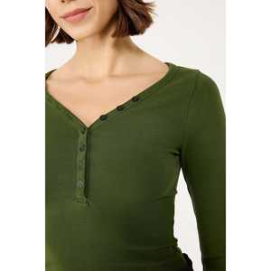 Body de Manga Larga con Cuello en V y Detalles de Botones - Product Image 4