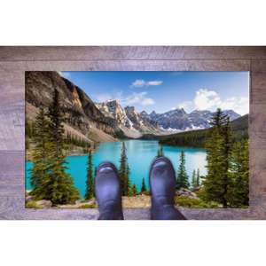 พรมพิมพ์ลายทะเลสาบโมเรน - พรมกำมะหยี่หนานุ่ม น่ารัก ลายวิวทิวทัศน์แบนฟ์ อัลเบอร์ตา - Product Image 5