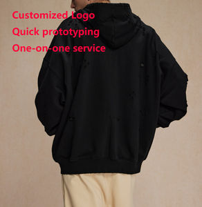 Sweats à capuche pour hommes personnalisés Sun Faded Distressed Hole Acid Wash Zip up Hoodie Design Cropped Hoodie Wash Faded Flow Shoulder - Product Image 4