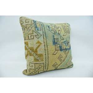 Beige 18x18 Inch Kantha <b>Patchwork</b> Wool Pillow Luxury Vintage Square Design for Living Room <b>Bedding</b> Woven Technique - Product Image 2