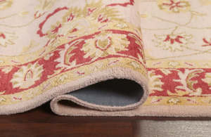 Tapis moderne à motifs abstraits en laine/soie noué à la main, jaune vif, bleu marine, multicolore, rouge, lavable, adapté aux animaux domestiques - Product Image 3