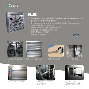 Hjb 120 T4 1,1kw vành đai Ổ trục quạt cho luồng không khí lớn, thép mạ kẽm treo tường, cánh quạt bằng thép không gỉ, IP55 động cơ - Product Image 4