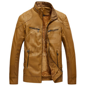 เสื้อแจ็คเก็ตหนังผู้ชายสีพื้น เสื้อแจ็คเก็ตหนังผู้ชายสไตล์สตรีทแวร์ เสื้อแจ็คเก็ตหนังผู้ชายระบายอากาศได้ดี เสื้อแจ็คเก็ตหนังผู้ชายสำหรับฤดูหนาวที่ให้ความอบอุ่น - Product Image 1