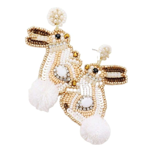 Pendientes Bordados Hechos a Mano con Cuentas, Artículo de Venta Caliente, para Mujeres y Niñas, Pendientes para Fiestas, Color Amarillo - Product Image 1