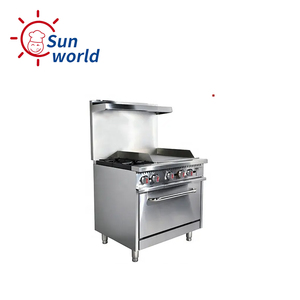 Cocina de gas comercial placas calientes abiertas estufa de 6 quemadores con hornos/plancha/salamandra - Product Image 5