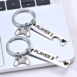 Divertido juego llavero gamer regalos llavero jugador 1 2 parejas a juego llaveros colgante amante regalos Metal Gamer Player llavero - Product Image 3