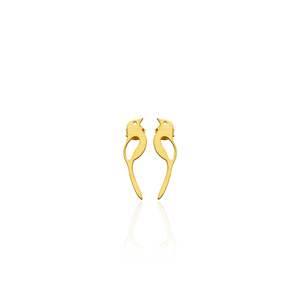 Boucles d'oreilles clous en argent sterling 925 faites à la main, motif oiseau, plaqué or, longue queue, bijoux minimalistes tendance pour femme, par un tiers - Product Image 1
