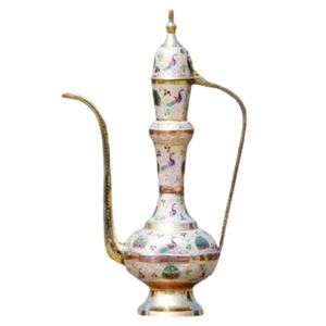 Aftaba en laiton de haute qualité avec gravure multicolore et finition polie pour l'eau potable, ustensiles de cuisine en laiton vintage - Product Image 1