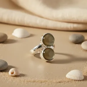 Anillo de Plata 925 Art Palace con Ágata Estilo Boho, Engaste de Bisel, Diseño Geométrico Minimalista, Unisex, para Uso Diario, Anillos con Piedras Preciosas - Product Image 2