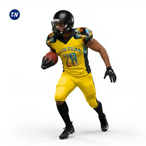 Maillot de football américain pour homme, 100% polyester, imprimé, respirant, grande taille, séchage rapide, et short 3D, nom d'équipe personnalisé, OEM ODM - Product Image 4