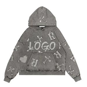 Sweat-shirts streetwear à épaules tombantes, coupe ample, design unique, service OEM, patchs personnalisés délavés à l'acide - Product Image 5