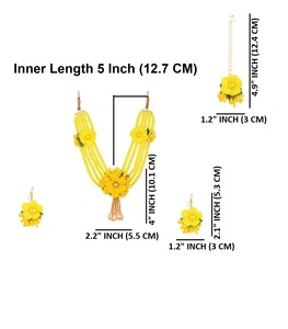 ชุดเครื่องประดับเจ้าสาวผลิตจากลูกปัดไข่มุกสีเหลือง - Product Image 4