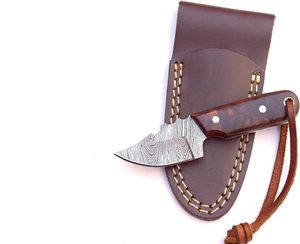 Cuchillo de caza de acero de Damasco de alta calidad personalizable 2025, hoja fija Tang completa, maquinilla de afeitar forjada a mano, afilada para desollar OEM - Product Image 6