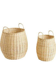 Juego de 2 Cestas de Mimbre Tejidas a Mano, Cestas de Almacenamiento de Ratán Natural, Modernas y Multifuncionales, Hechas en Vietnam - Product Image 1