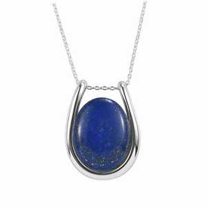 Pendentif en pierre précieuse Lapis Lazuli naturel pour femme Grand collier ovale au design unique Cadeau parfait pour elle Cadeau de Pâques pour maman - Product Image 1