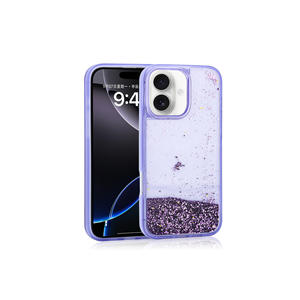 Luxury <b>Purple</b> Transparent Silicone Soft TPU Back Cover Quicksand Liquid <b>Glitter</b> Case for iPhone 16 14 Plus 13 Pro Max - Product Image 1