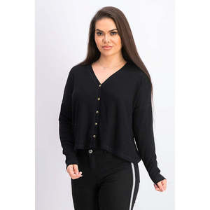 Cardigan Oversize in Maglia Waffle Hippie Rose per Ragazze, Casual, Nero con Stampa, Lungo, con Bottoni, per Autunno Inverno, Taglia Small - Product Image 1