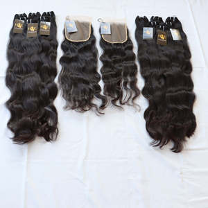 Fournisseur indien d'extensions de cheveux humains naturels Paquets de cheveux bruts avec fermetures à lacets Frontal Virgin Raw Indian Temple Hair Vendeur - Product Image 1