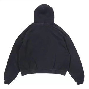เสื้อสเวตเตอร์โอเวอร์ไซส์สำหรับผู้ชายเสื้อมีฮู้ดลายเรียบบ็อกซี่เสื้อมีฮู้ดลำ100% สไตล์วินเทจตามสั่ง - Product Image 5