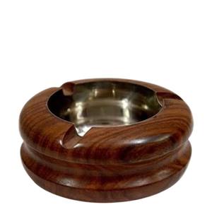 Cenicero Circular de Madera Hecho a Mano para el Hogar, la Oficina y el Automóvil, Cenicero de Madera de Sheesham con Acabado Marrón a un Precio Asequible - Product Image 1